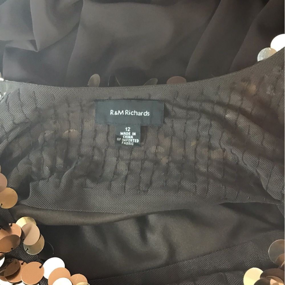 R&M Richards Gold Sequin Chocolate Tank Dress Bubble Hem Festive Concert Y2K 12 - Picture 9 of 11